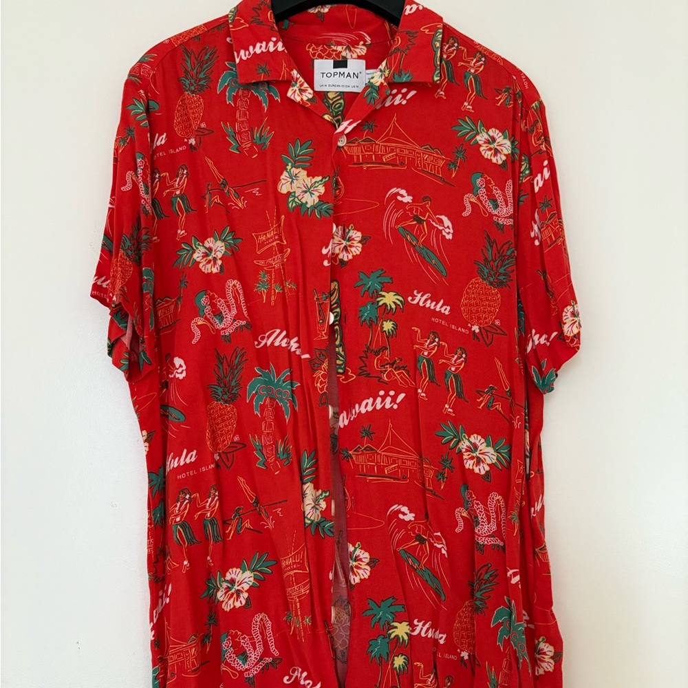 Topman Red Hawaiian Shirt